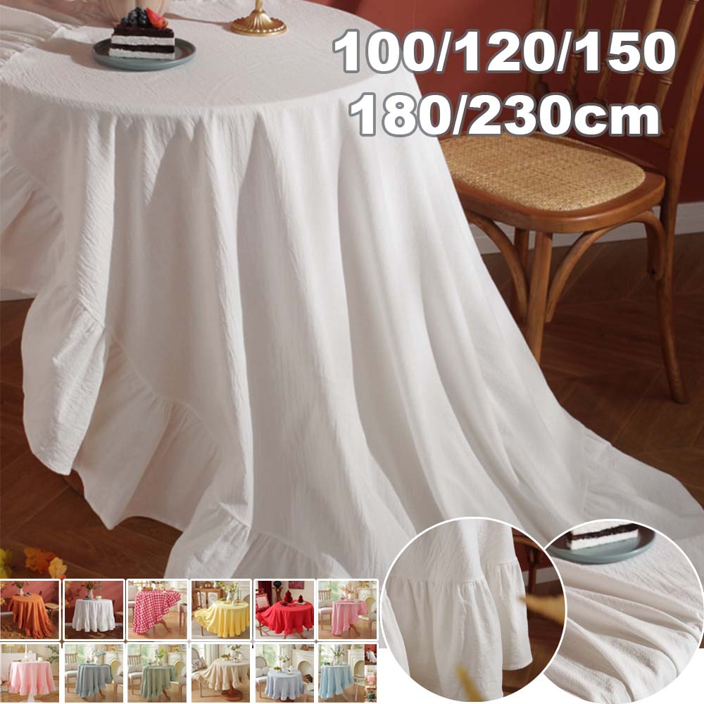 Coffee Equipment At Home - Однотонная круглая скатерть из стираного хлопка
